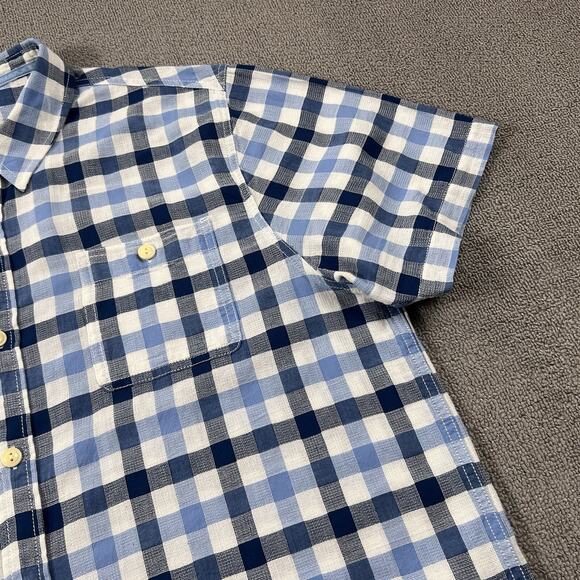True Grit Shirt Adult Extra Large Blue Check Button Up Short Sleeve Casual Men's - Picture 4 of 13